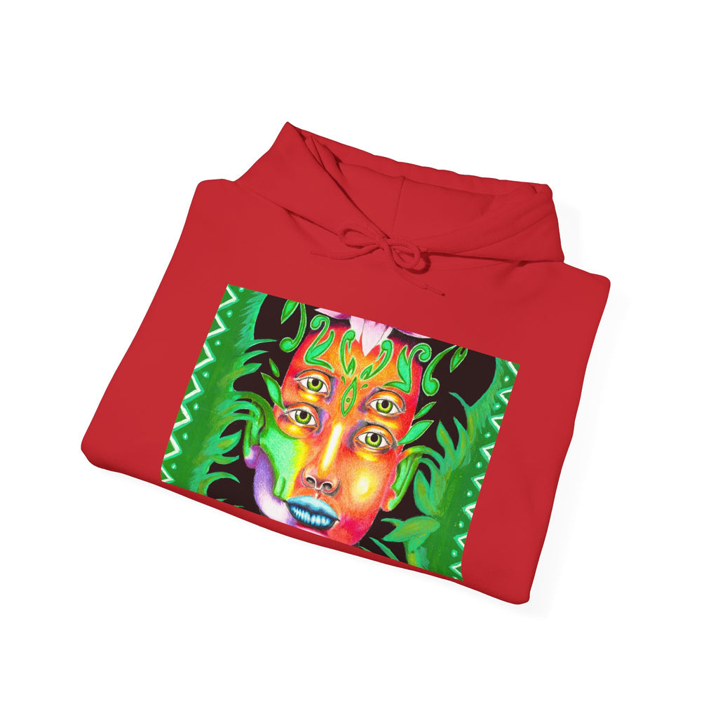 Psychedelic Green Goddess Hoodie — Vibrant Medusa Art Sweatshirt
