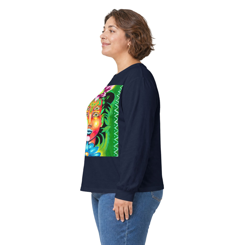 Psychedelic Floral Face Long Sleeve Tee