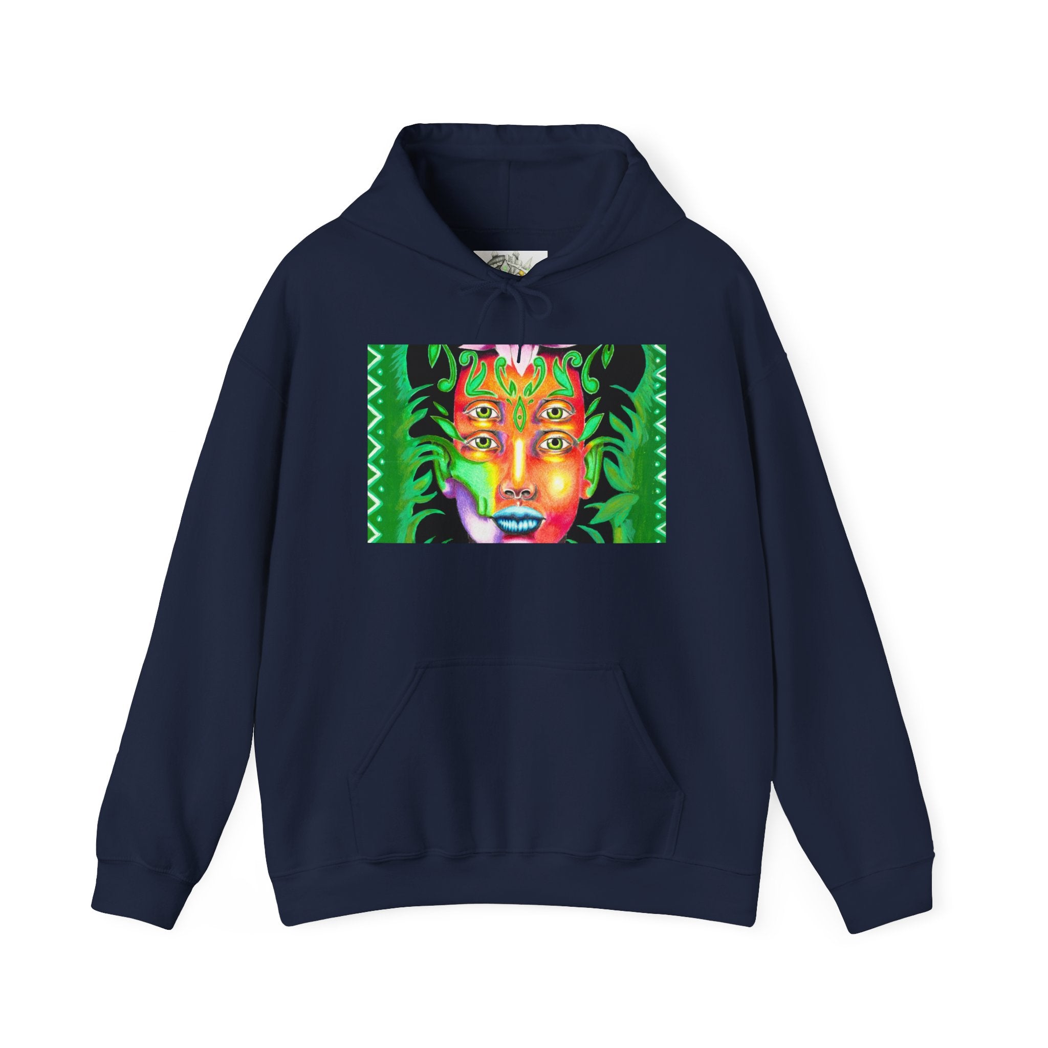 Psychedelic Green Goddess Hoodie — Vibrant Medusa Art Sweatshirt