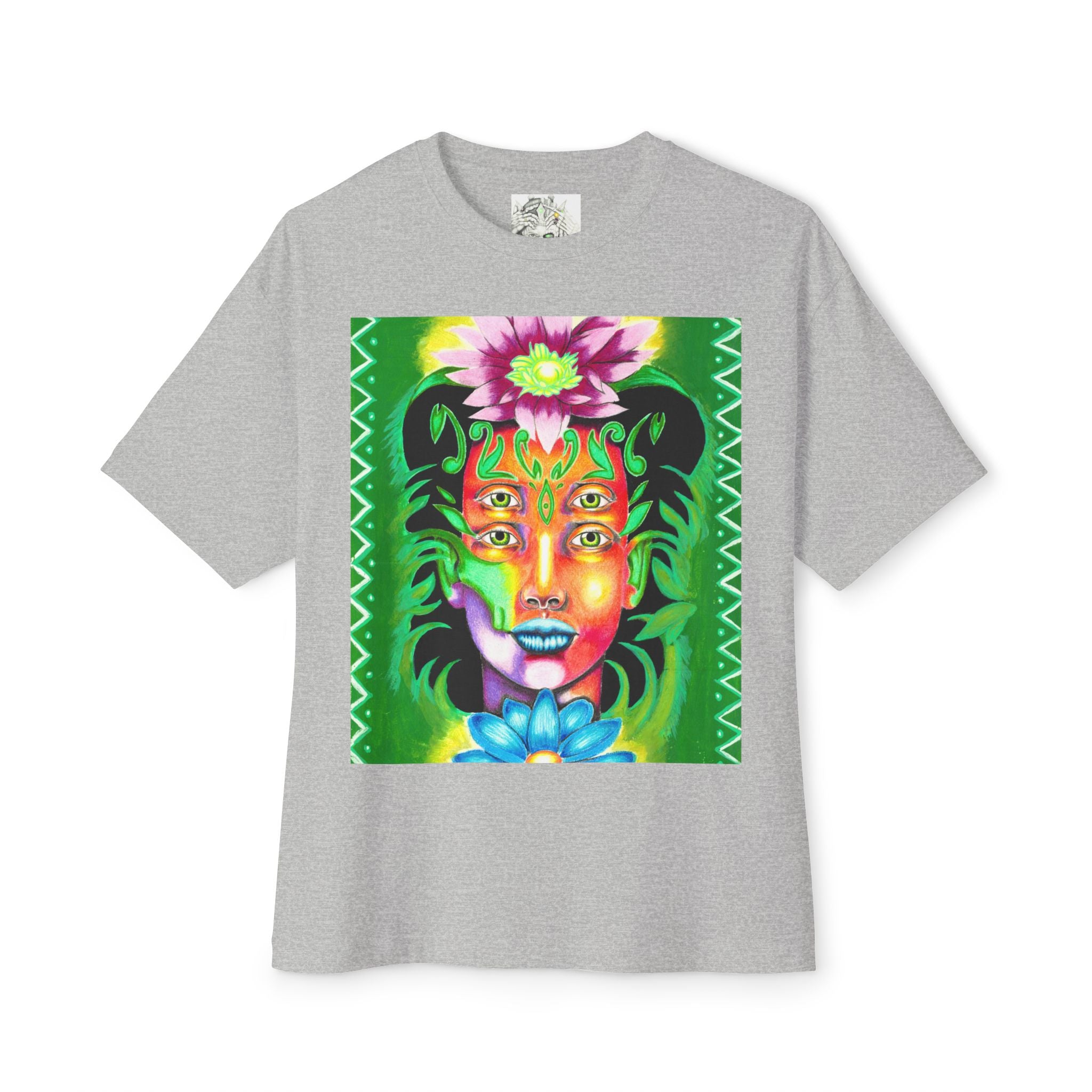 Mystic Flora Face Tee — Psychedelic Floral Art T-Shirt