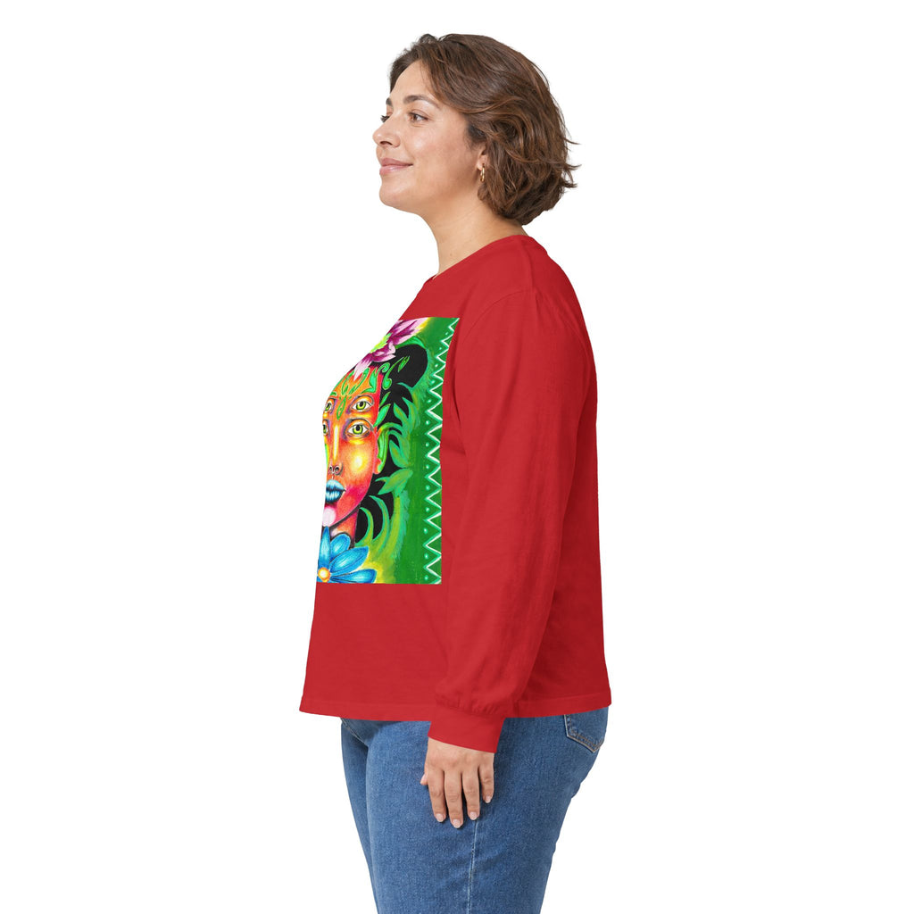 Psychedelic Floral Face Long Sleeve Tee