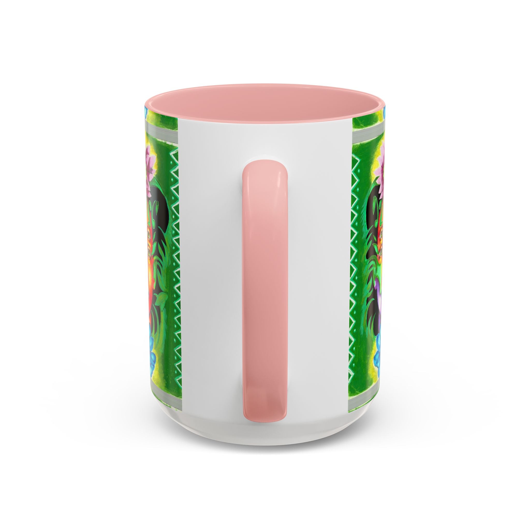 Psychedelic Floral Face Accent Coffee Mug — Colorful Spiritual Art 11/15oz