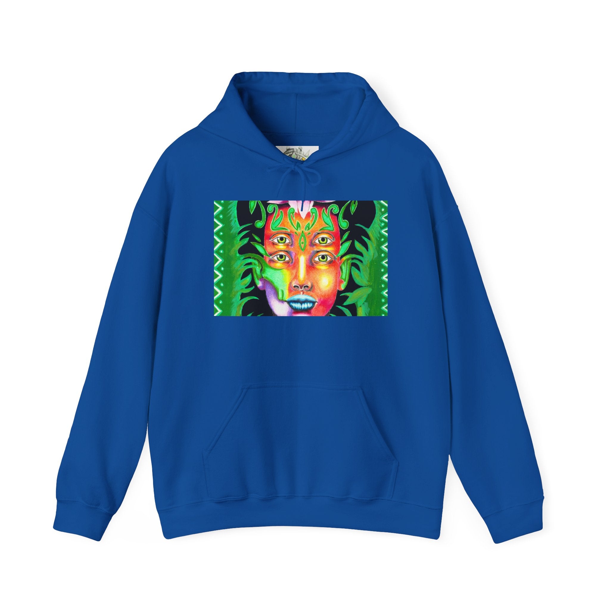 Psychedelic Green Goddess Hoodie — Vibrant Medusa Art Sweatshirt