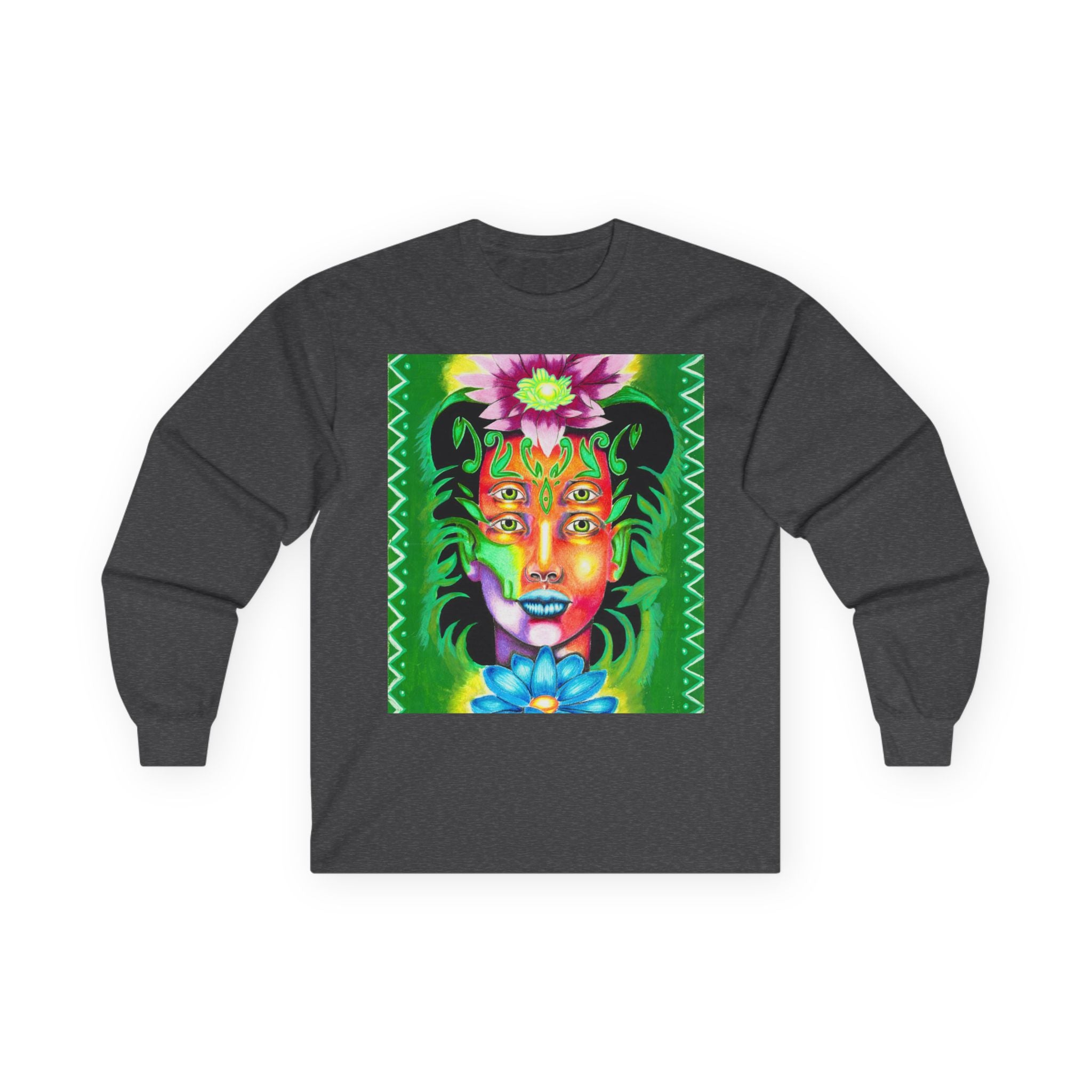 Psychedelic Floral Face Long Sleeve Tee