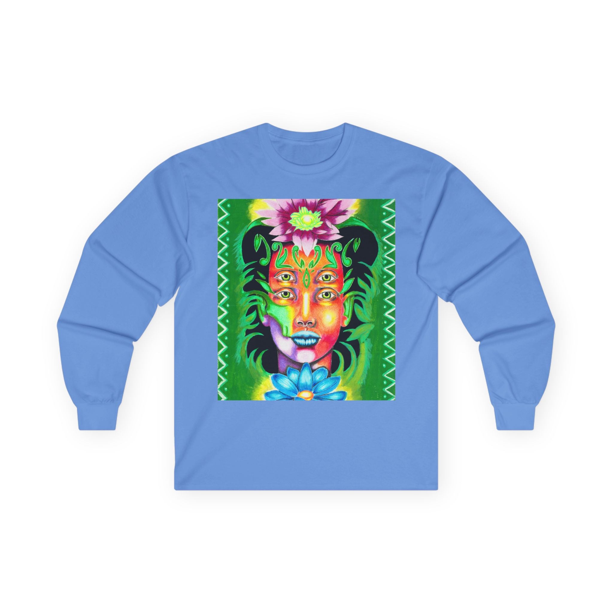 Psychedelic Floral Face Long Sleeve Tee